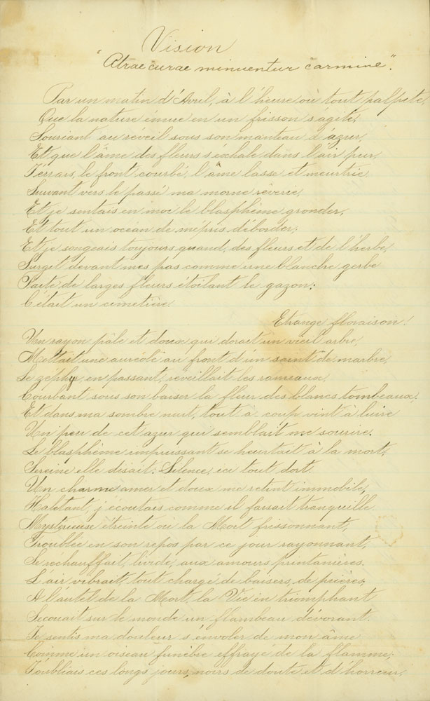 Manuscript of poem Vision.