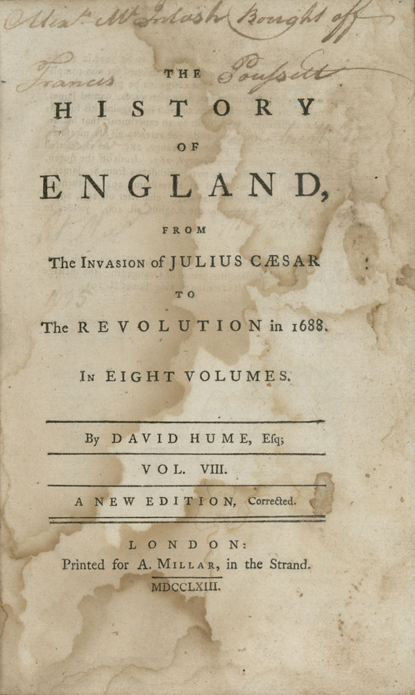 David Hume, The History of England. London: A. Millar, 1763.