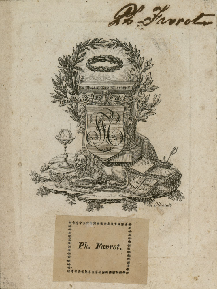 Bookplate of Pierre-Clément de Laussat, in Collection complète des travaux de M. Mirabeau l’ainé, à l’Assemblée Nationale. Paris: Devaux, 1792.