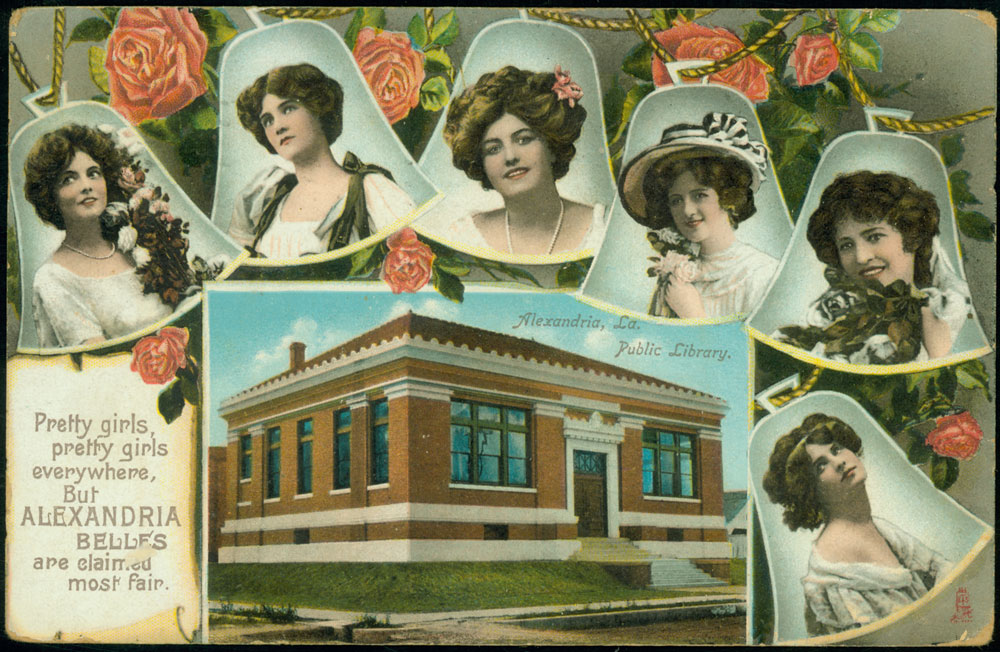 Postcard of Alexandria Belles & Public Library, 1910