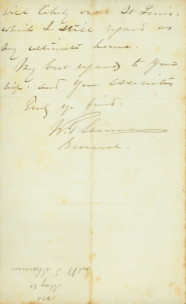 William T. Sherman to David F. Boyd, 20 May 1873 (4)