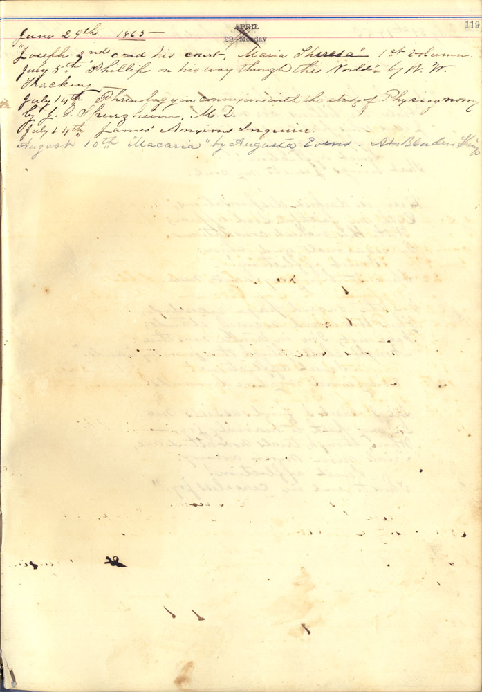 “Books Read and Finished from November 1864 [to August 10, 1865],” from the Mary Cornelia Wright Journal, and Carte de Visite. (2)