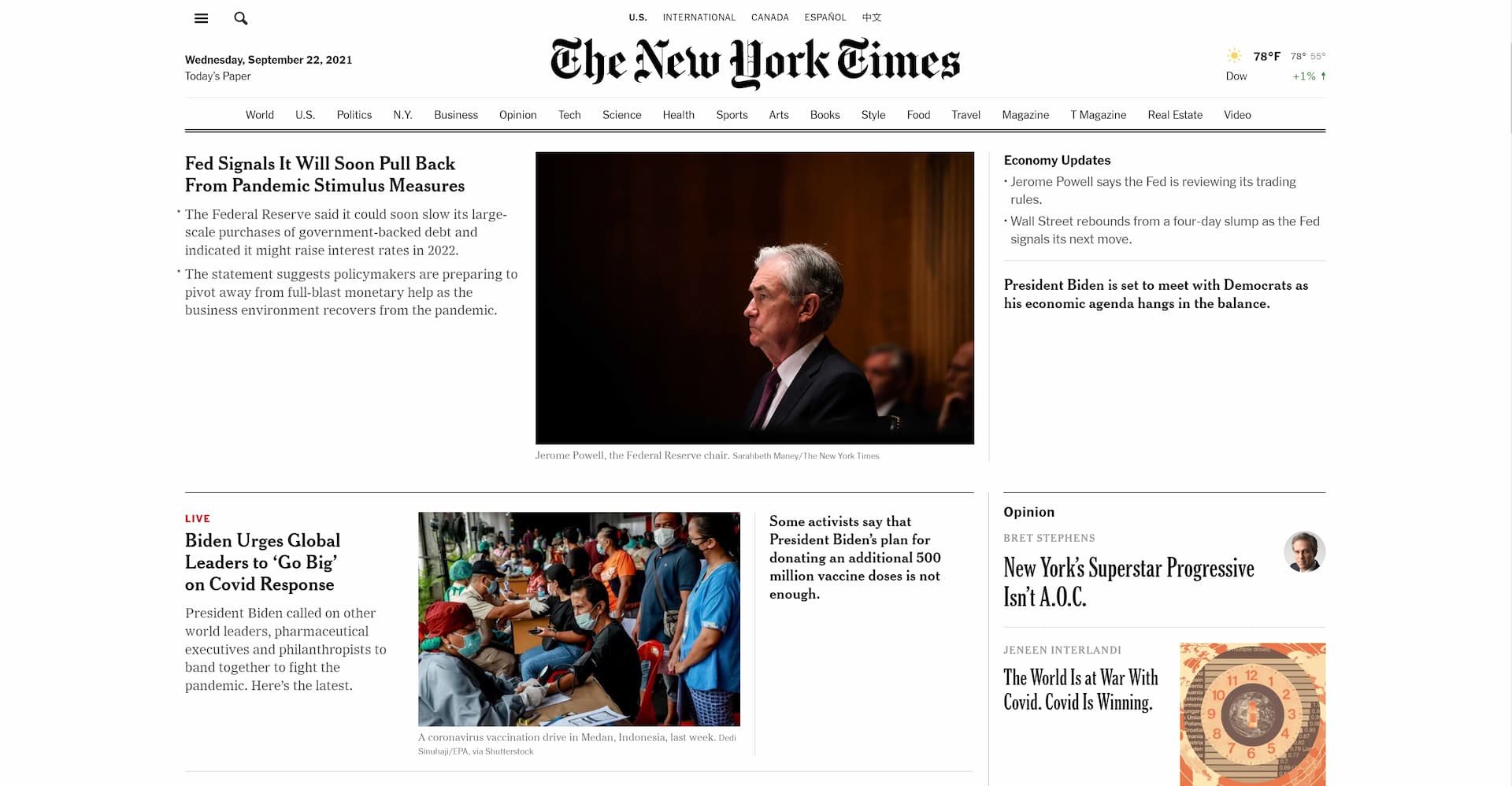 Screenshot of New York Times