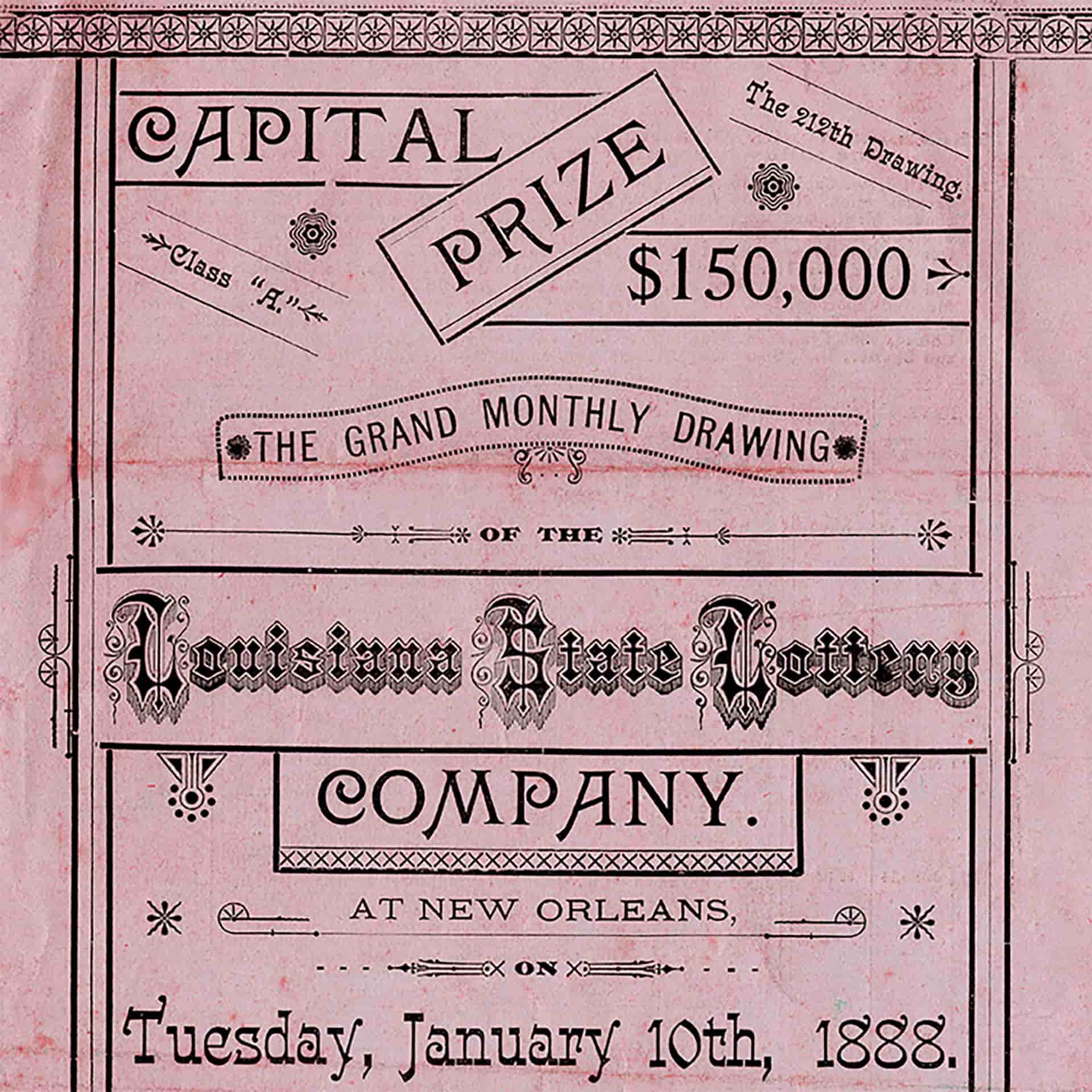 scan of advertisement for Louisiana lottery, 1888