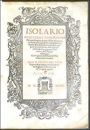 Benedetto Bordone's Isolario -- Title page