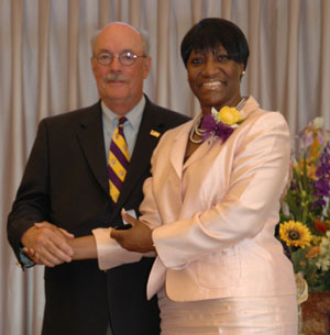 Linda Smith Griffin with Chancellor Mike Martin