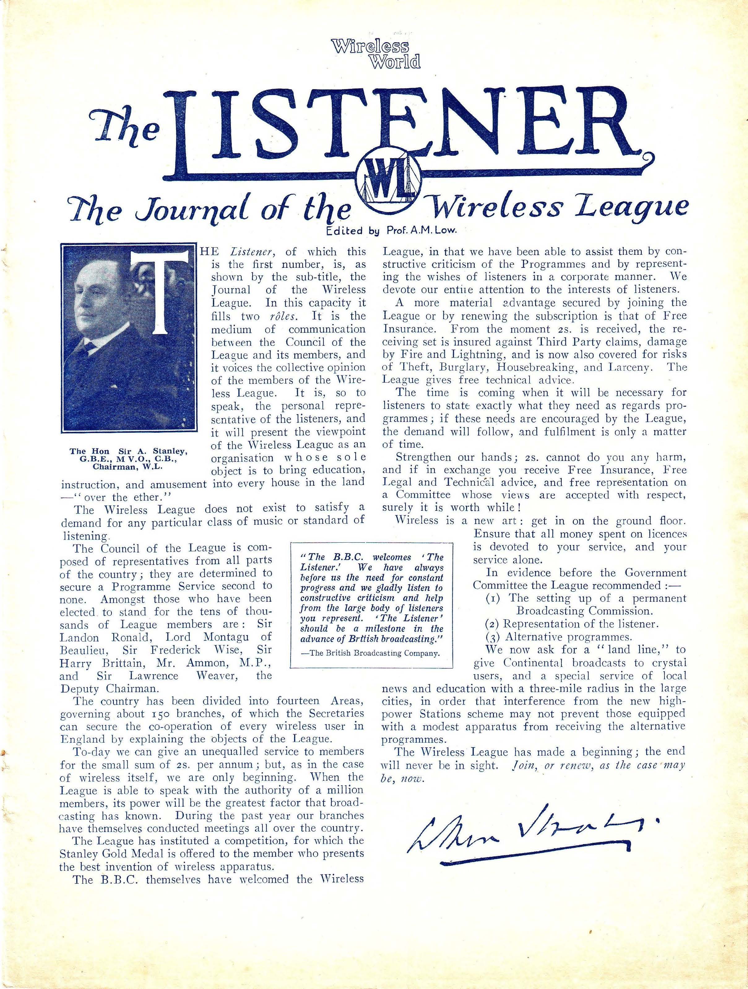 Image of the first page of an issue of The Listener